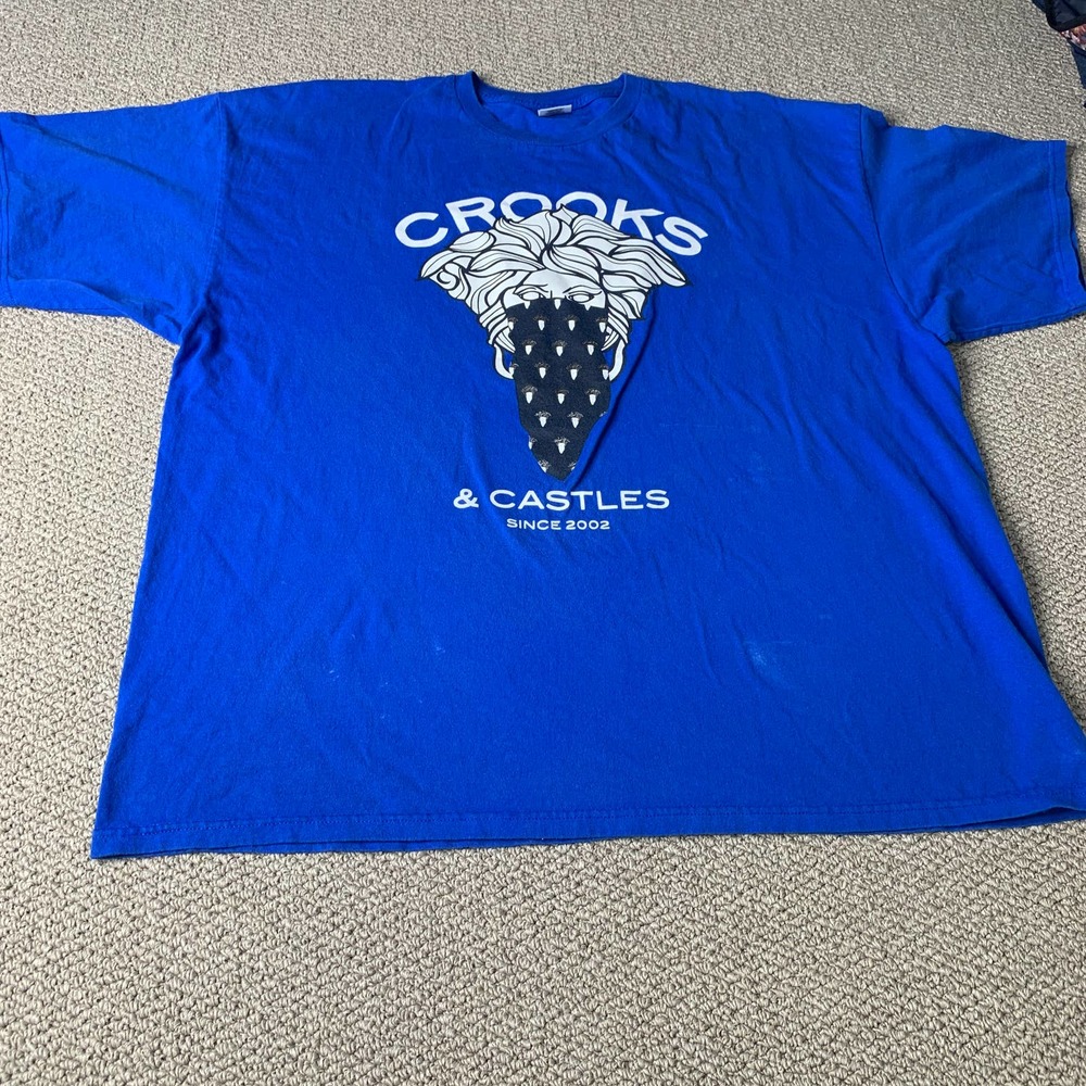 Crooks & Castles Mens Tee Shirt Size 3XL Blue Meta Graphic Short Sleeves‎ Casual